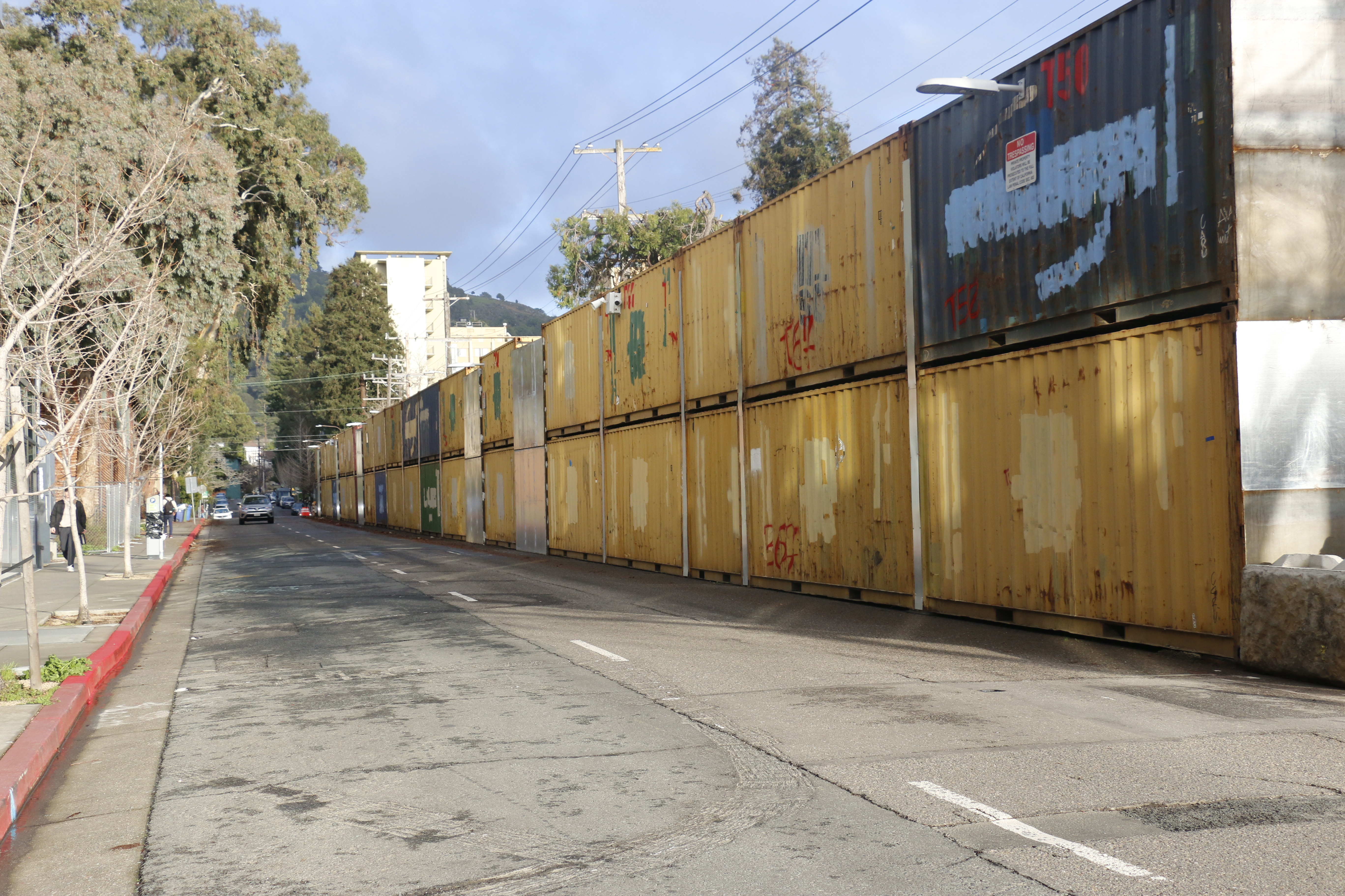 shipping containers along the park